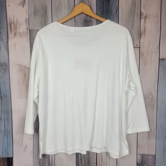 Draper's & Damon's White Top 3/4 Sleeve Size 1X American Flag Patriotic July 4th - Picture 4 of 4